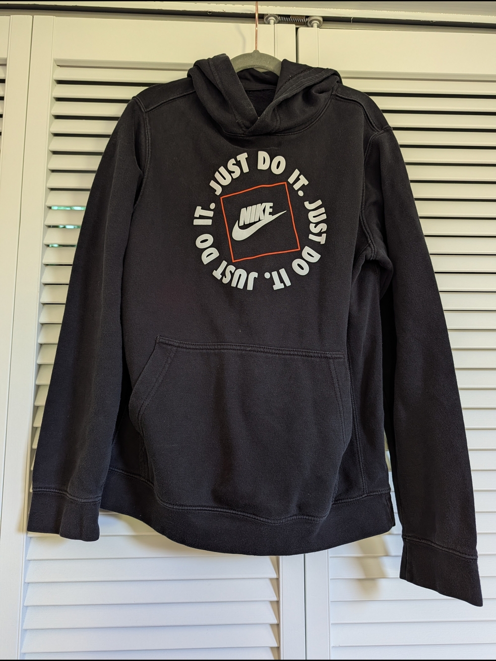 Nike Black Hoodie with White & Orange Logo